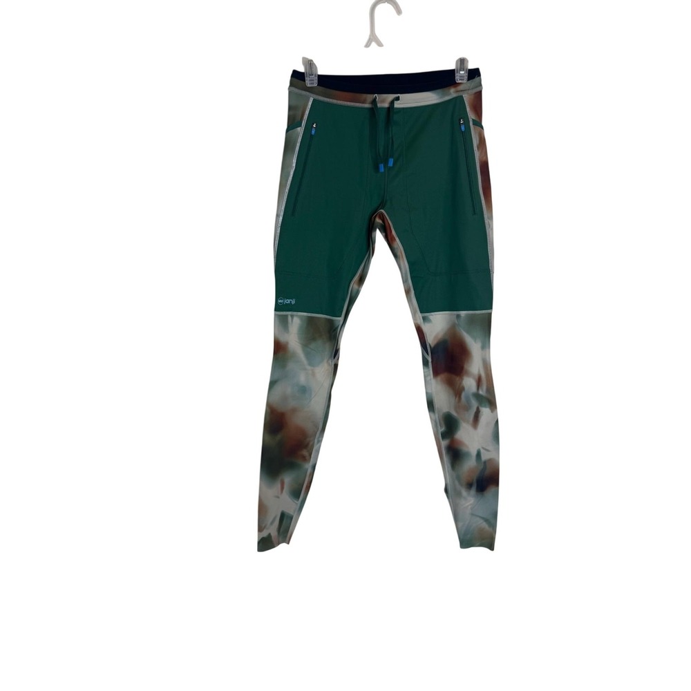 Janji Pants Mens Small Green Camo Boreal Fleece Tight Winter Running Athletic